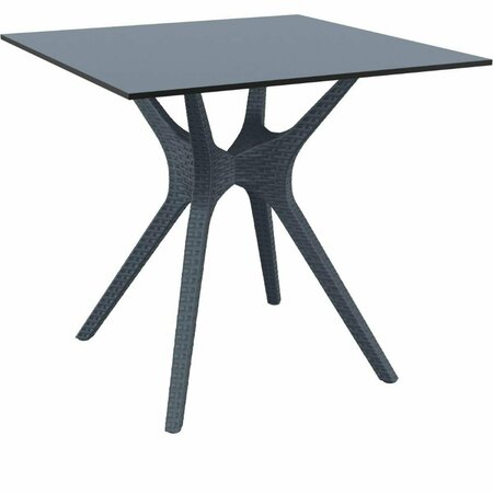 SIESTA 31 in. Ibiza Square Dining Table Dark Gray ISP863-DG